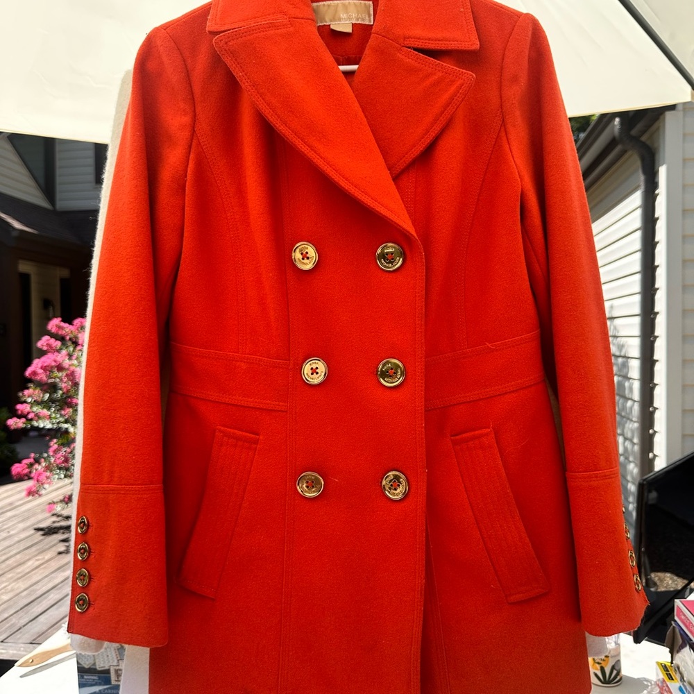 Michael Kors Vibrant Orange Pea Coat